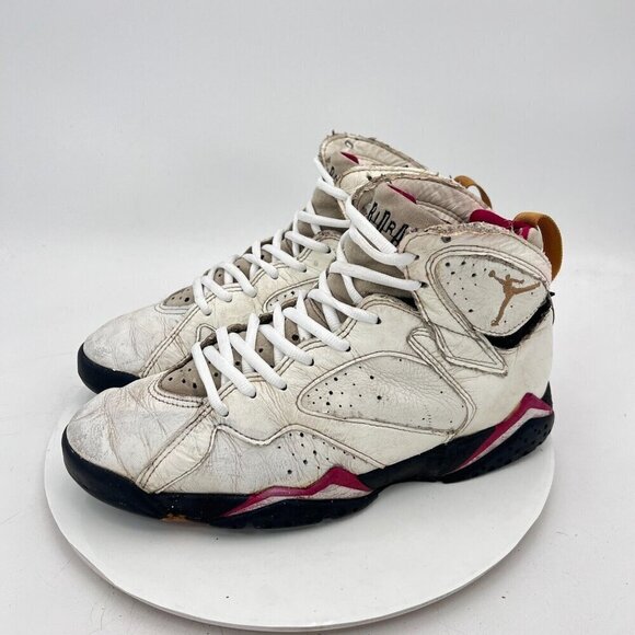 Vintage Nike Air Jordan Retro 7 Cardinal Men Size 10 White Shoes Made In Korea - Picture 1 of 14